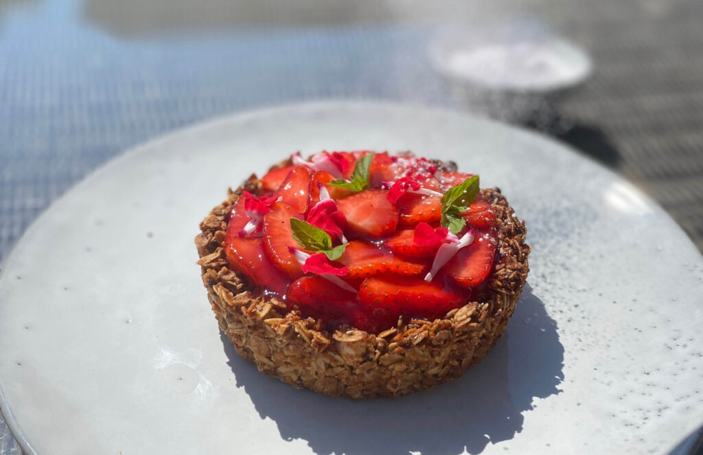 Strawberry Rose Cardamom Granola Tart